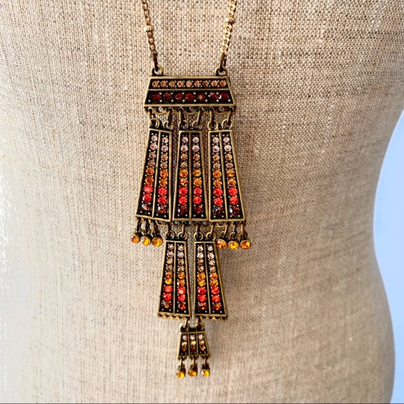 Sequin Brand Long Art Deco Rhinestone Necklace - Picture 4 of 13